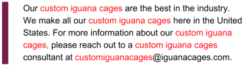 Example of text with overused keywords